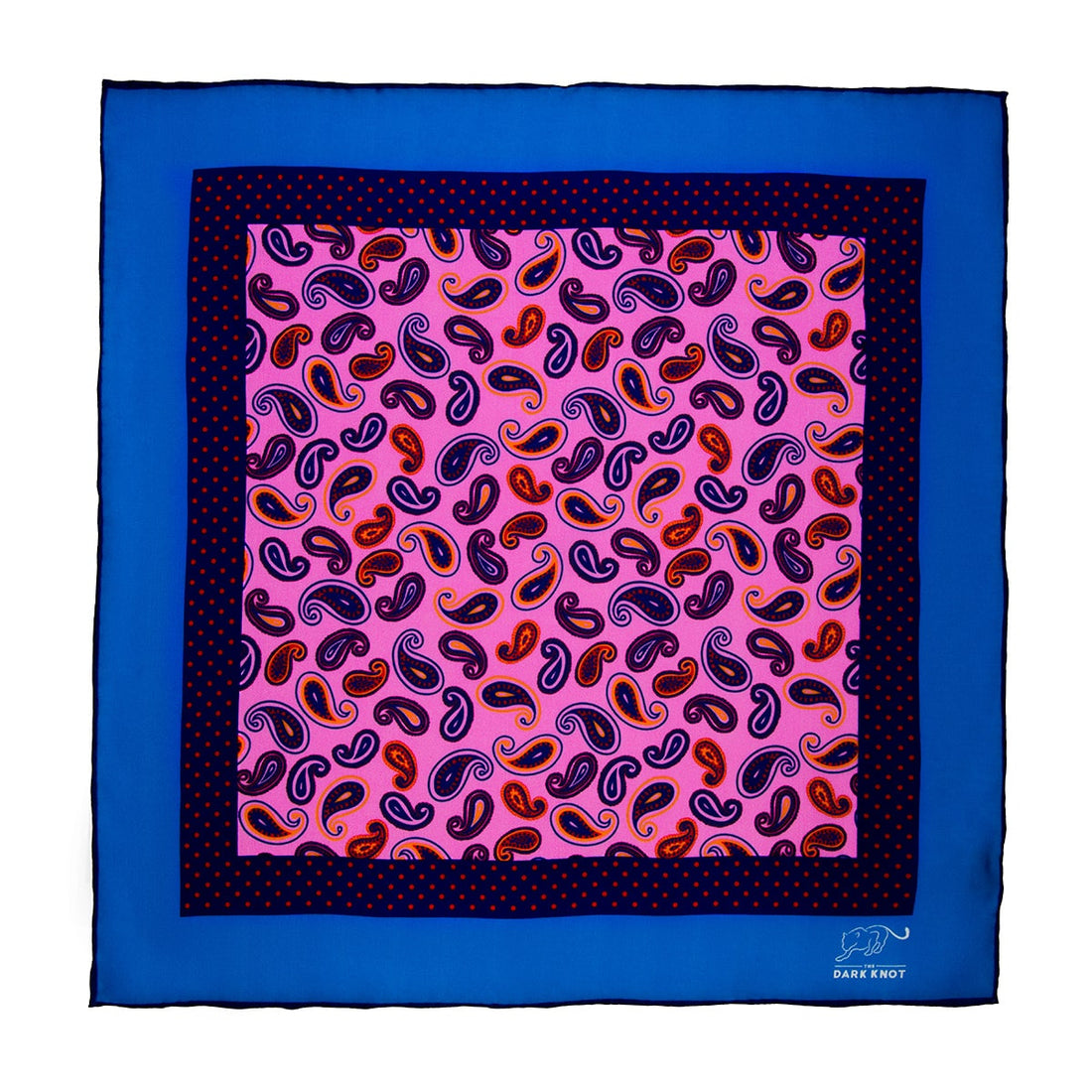 Pink, Blue & Orange Paisley Silk Pocket Square