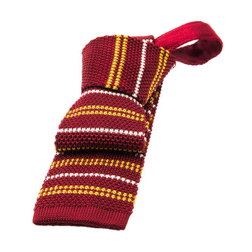 Burgundy Knitted Striped Tie