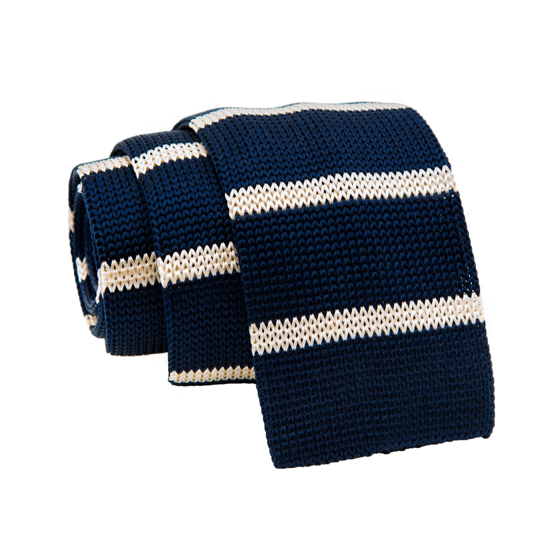 Navy & White Stripe Skinny Knit Tie