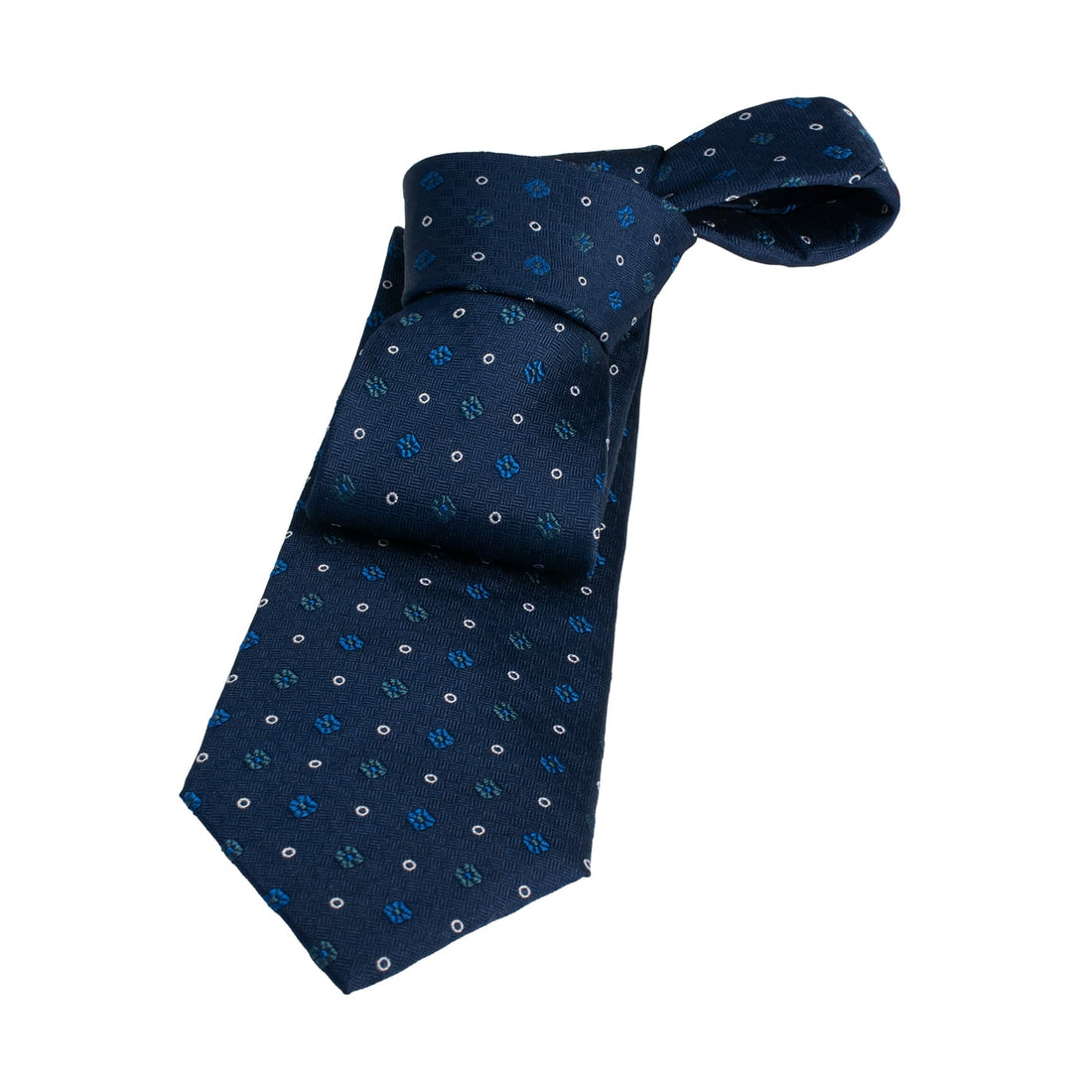 Navy, Blue & Turquoise Foulard Silk Tie