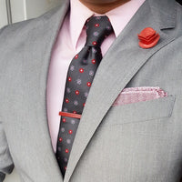 Grey & Red Foulard Silk Tie
