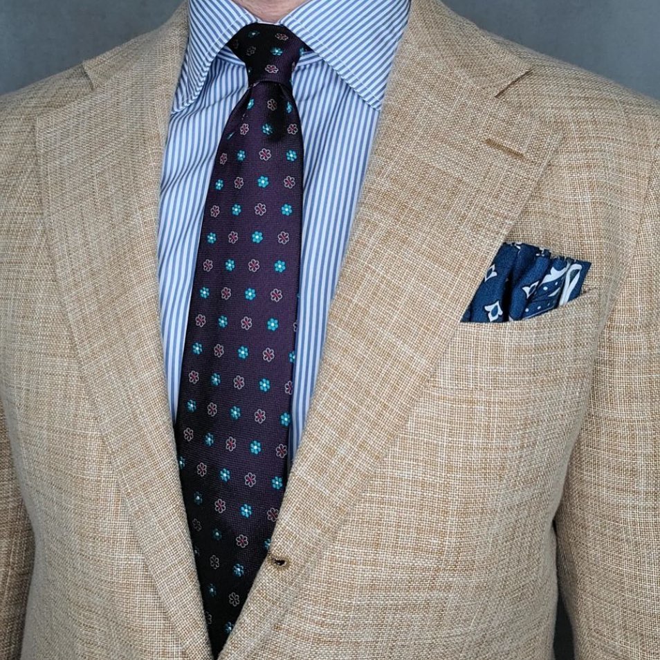 Purple & Turquoise Geometric Foulard Silk Tie