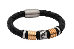 Black & Gold Leather Bracelet