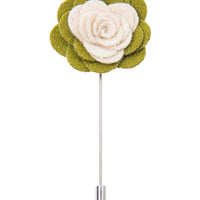 Green and white lapel flower