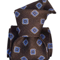 Brown & Blue Foulard Silk Tie