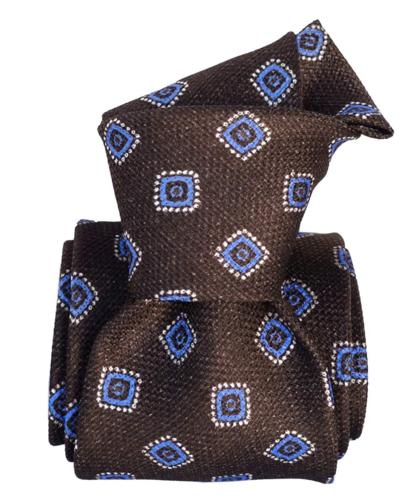 Brown & Blue Foulard Silk Tie