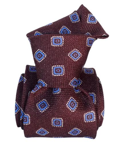 Burgundy & Blue Foulard Silk Tie