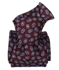 Burgundy & White Paisley Silk Tie
