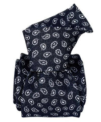 Navy & White Paisley Silk Tie