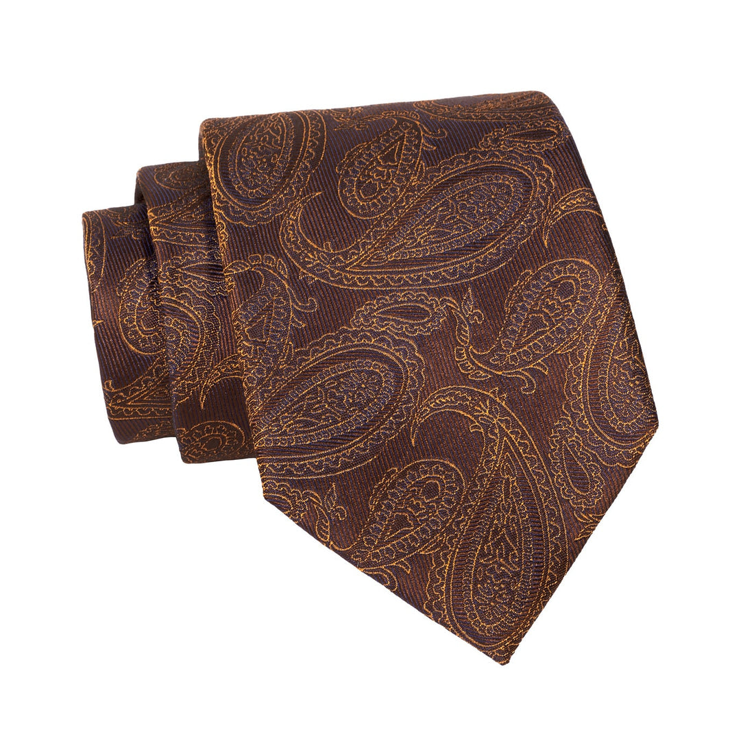 Brown & Gold Paisley Silk Tie
