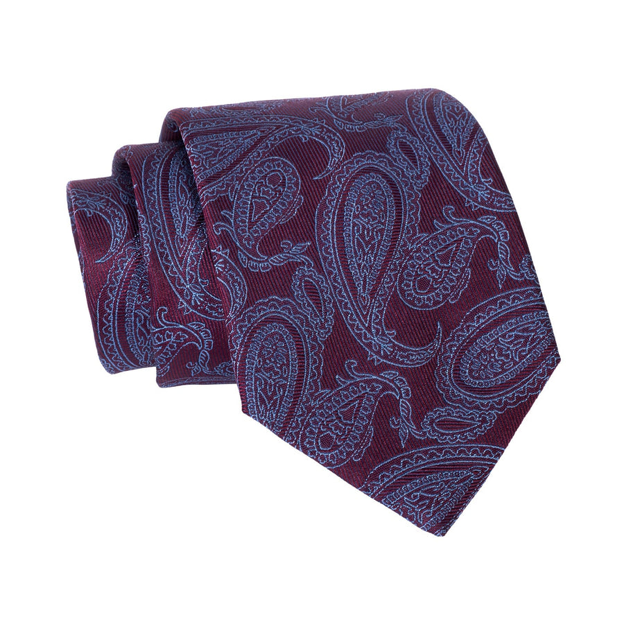 Burgundy & Blue Paisley Silk Tie