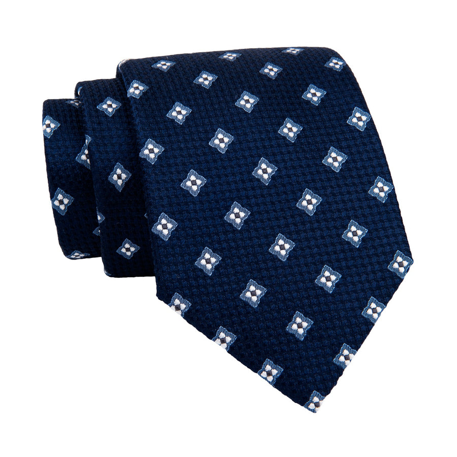 Navy & Light Blue Foulard Silk Tie