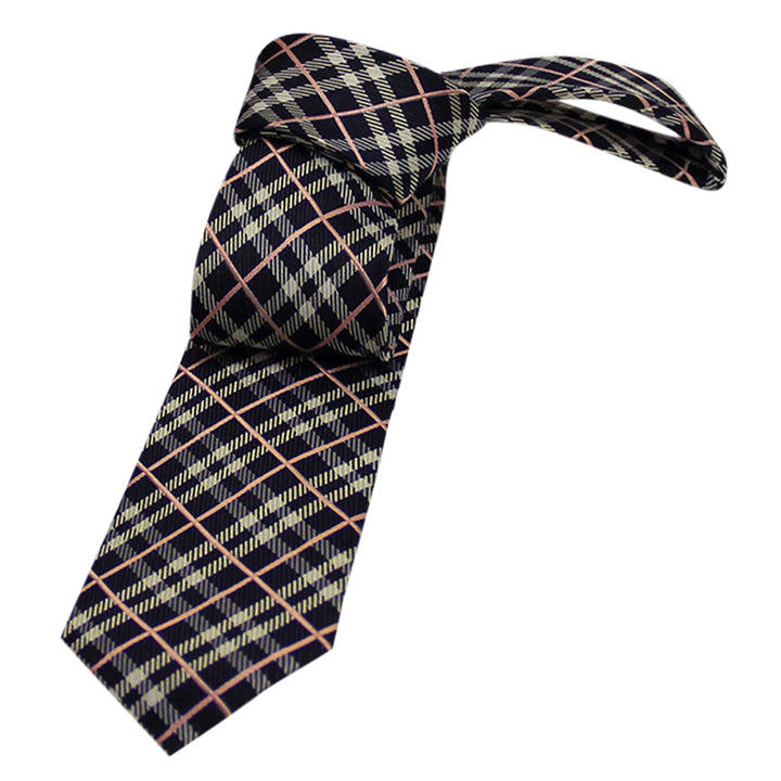 Black Plaid Skinny Silk Tie