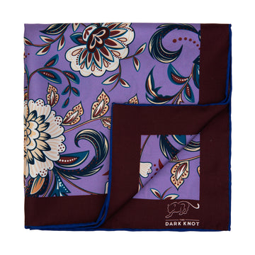 Lilac, Blue & White Floral Silk Pocket Square
