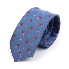 Blue Umbrellas Silver Polka Dot Tie