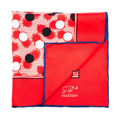 Red, White & Black Polka Dot Silk Pocket Square