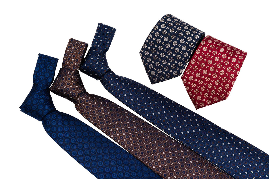 Navy & Brown Foulard Silk Tie