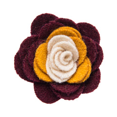 Burgundy yellow and white lapel flower