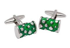 Green w/ Silver Enamel Cufflinks