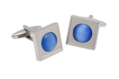 Blue Topaz Rhodium Plated Cufflinks