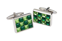 Green Sapphire Rhodium Plated Cufflinks