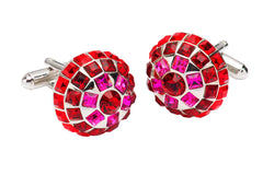 Red Ruby Cufflinks with Rhodium Plating