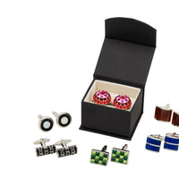 Precious stone cufflinks with packaging