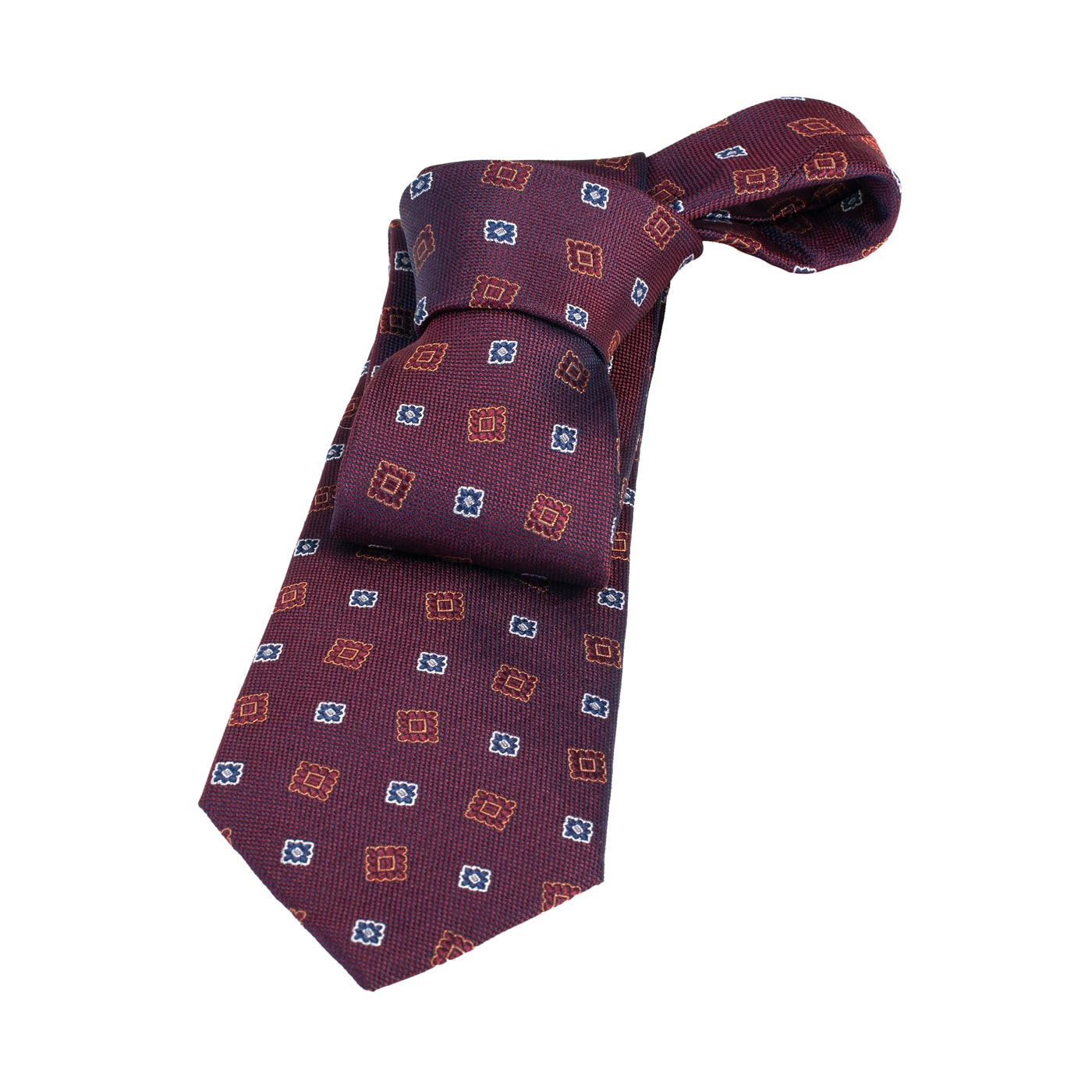 Derry Foulard Silk Tie, Burgundy / Blue – The Dark Knot