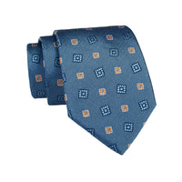 Light Blue & Orange Geometric Foulard Silk Tie