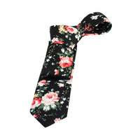 Black, Pink & Green Floral Cotton Tie
