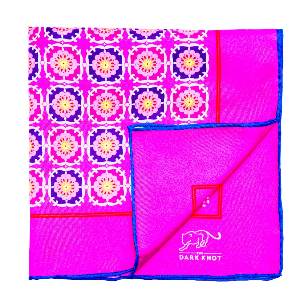 Pink & Purple Foulard Silk Pocket Square