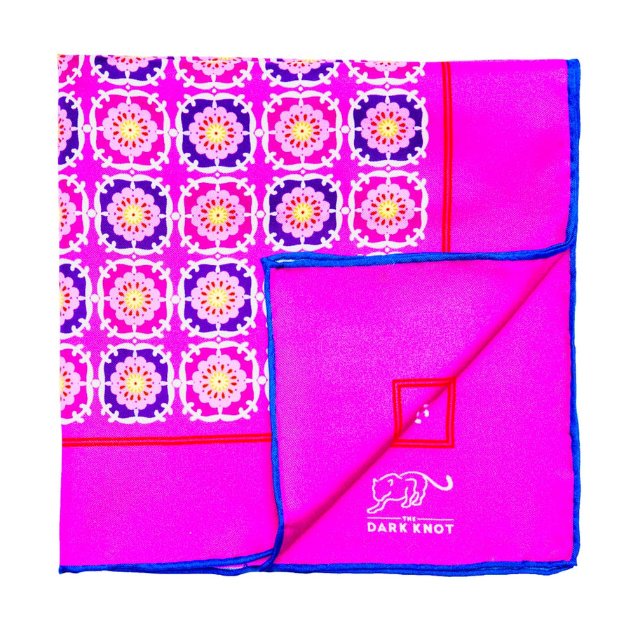 Pink & Purple Foulard Silk Pocket Square