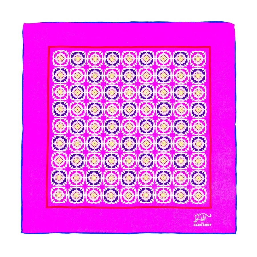 Pink & Purple Foulard Silk Pocket Square