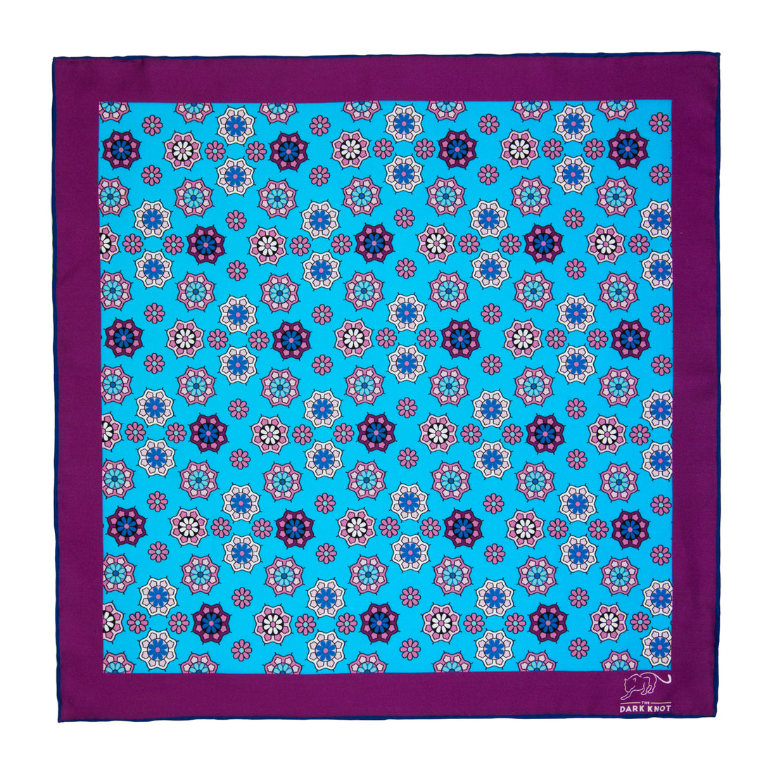 Blue, Purple & Pink Foulard Silk Pocket Square
