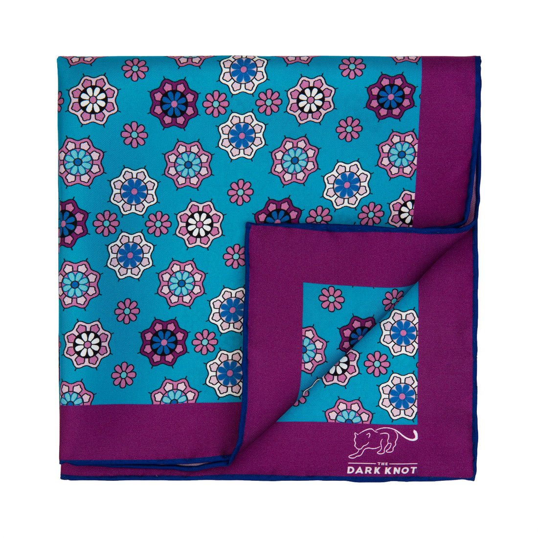 Blue, Purple & Pink Foulard Silk Pocket Square