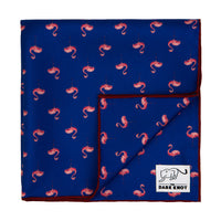 Blue & Pink Flamingos Silk Pocket Square