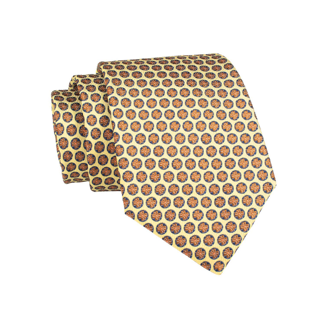 Yellow & Orange Medallion Foulard Silk Tie