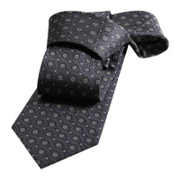 Grey Geometric Foulard Silk Tie