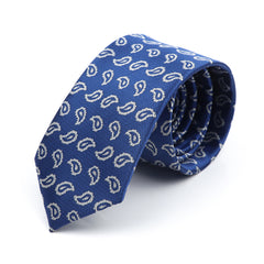 Blue & Silver Paisley Skinny Tie