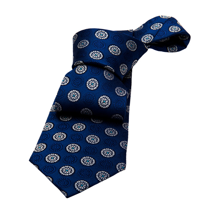 Blue & Silver Foulard Silk Tie