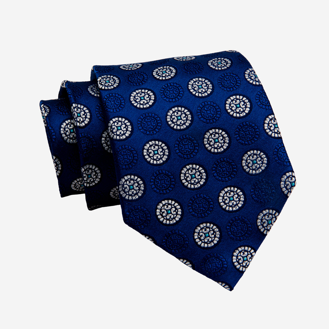 Blue & Silver Foulard Silk Tie