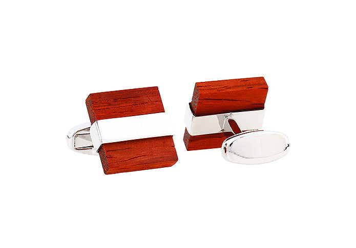 Reddish Brown Wood Cufflinks