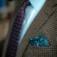 Paisley Green Linen Pocket Square