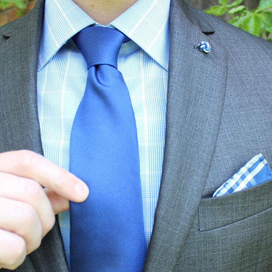 Blue Solid Silk Tie