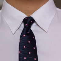 Navy Geometric Skinny Silk Tie