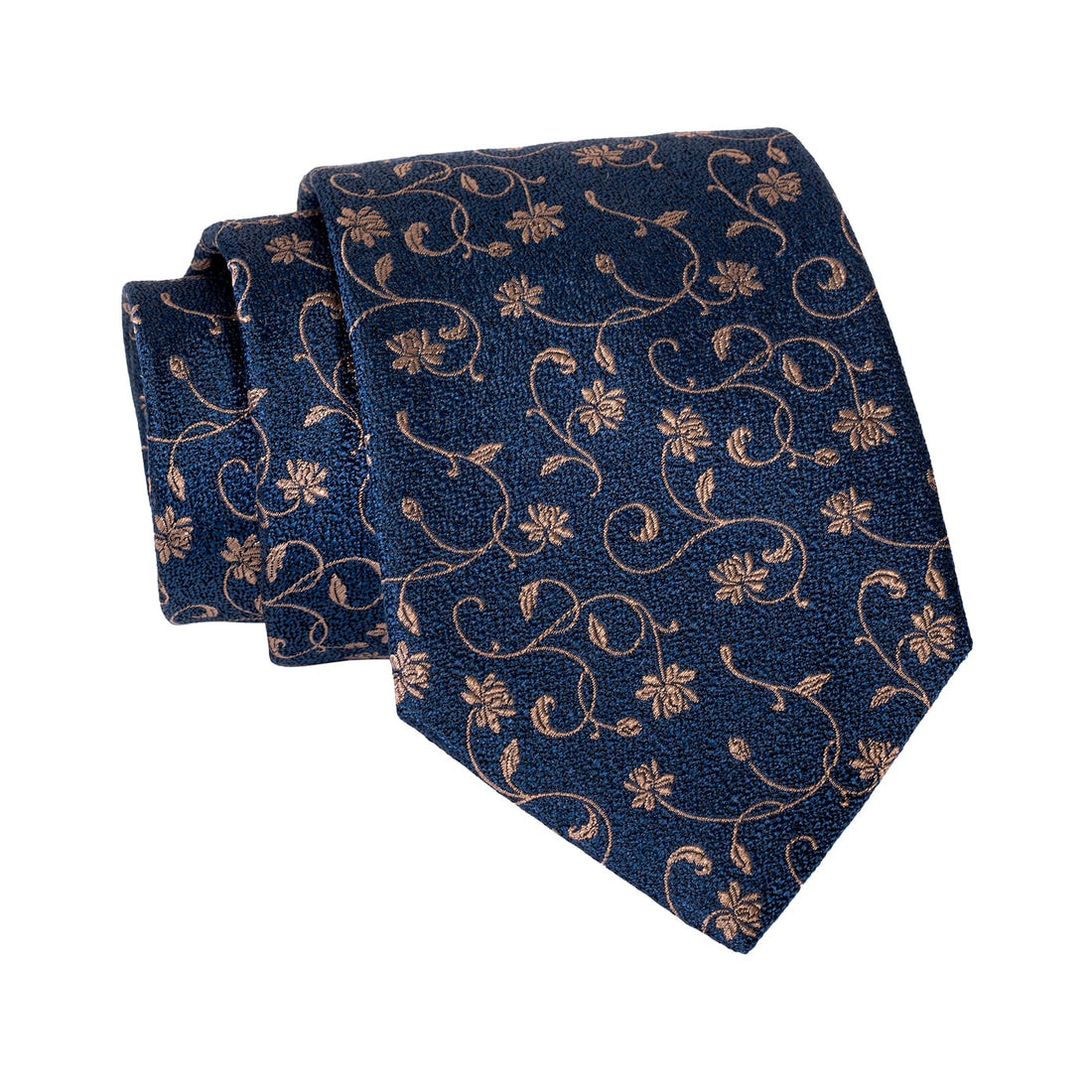 Navy & Gold Floral Silk Tie