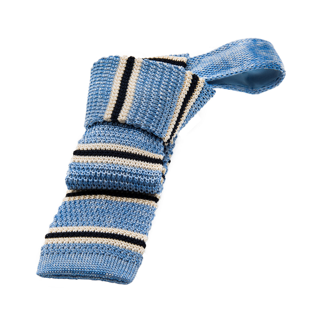Blue Knitted Tie with Stripes