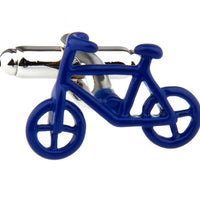 Blue Bicycle Rhodium Plated Cufflinks