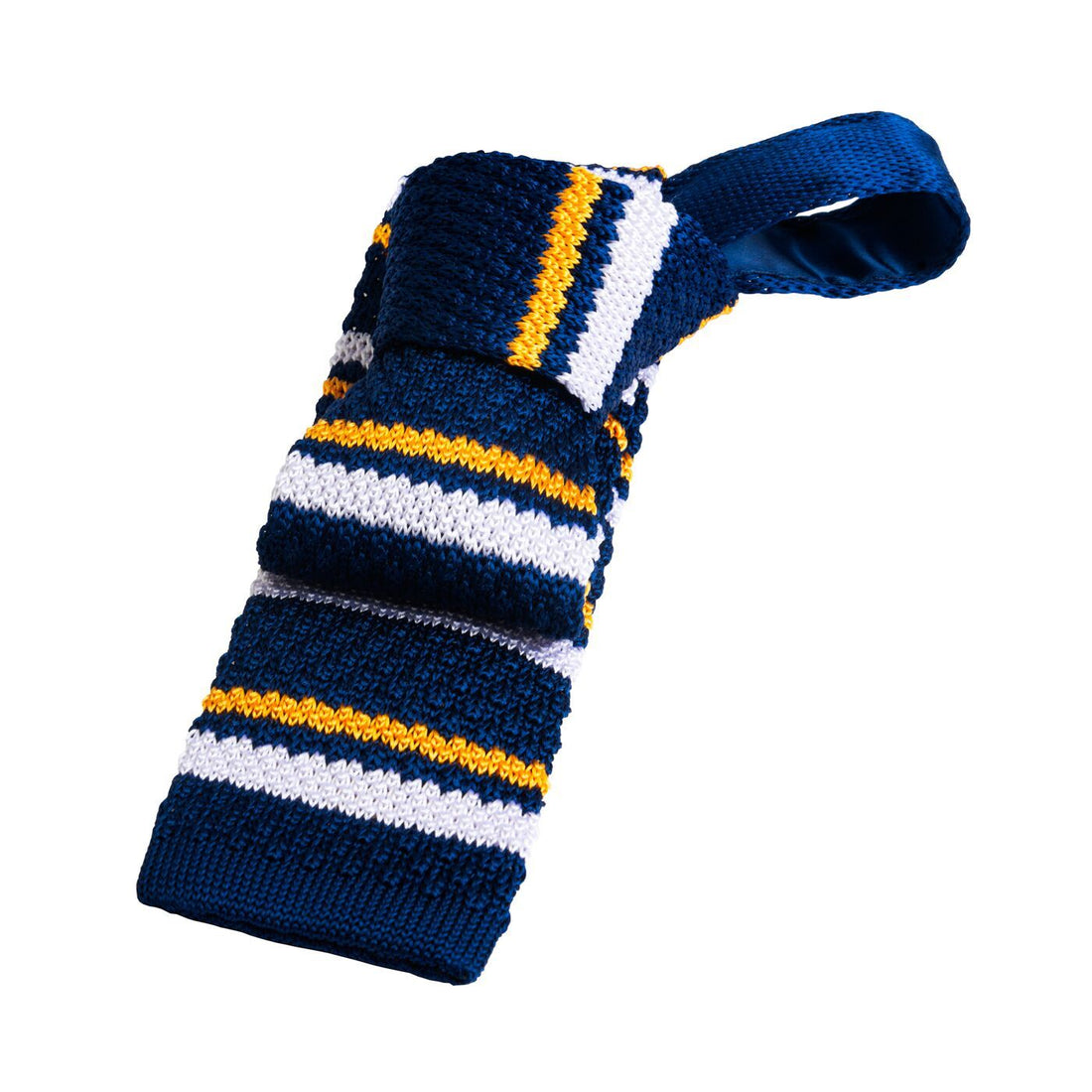 Blue & Yellow Stripes Knitted Silk Tie