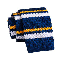 Blue & Yellow Stripes Knitted Silk Tie